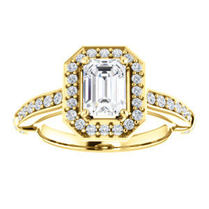 Cubic Zirconia Engagement Ring- The Susie Pat (Customizable Cathedral-set Radiant Cut with Halo, Pavé and Horizontal Band Accents)