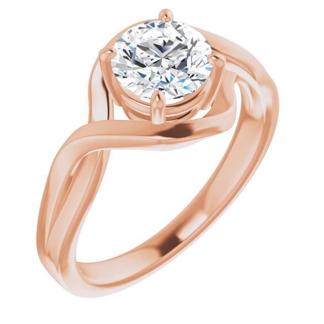 10K Rose Gold Customizable Round Cut Hurricane-inspired Bypass Solitaire