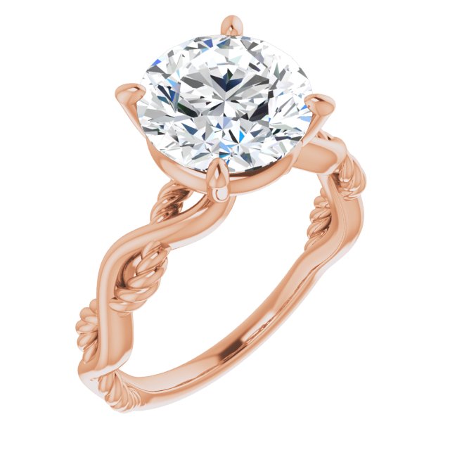 10K Rose Gold Customizable Round Cut Solitaire with Twisting Split Band