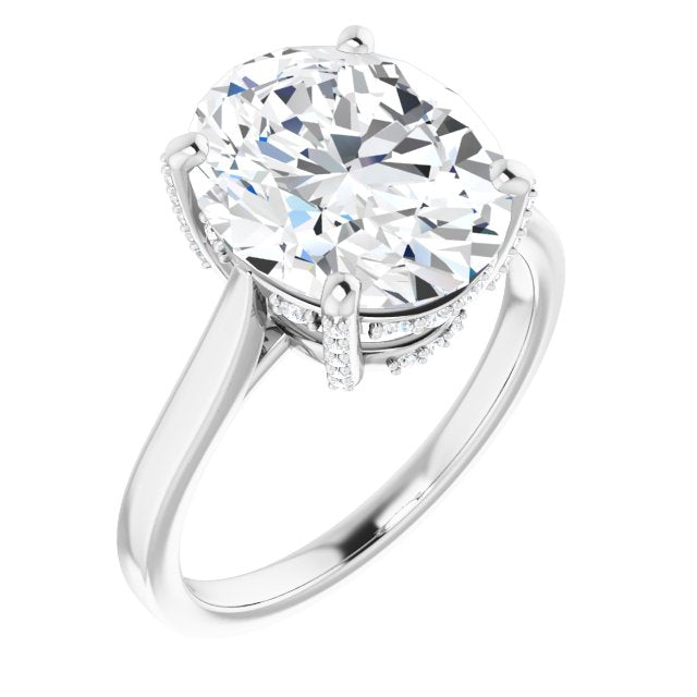 10K White Gold Customizable Cathedral-Raised Oval Cut Style with Prong Accents Enhancement