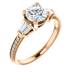 CZ Wedding Set, featuring The Hazel Rae engagement ring (Customizable Round Cut Design with Quad Baguette Accents and Pavé Band)