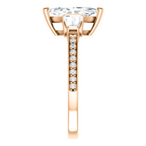 Cubic Zirconia Engagement Ring- The Hazel Rae (Customizable Marquise Cut Design with Quad Baguette Accents and Pavé Band)
