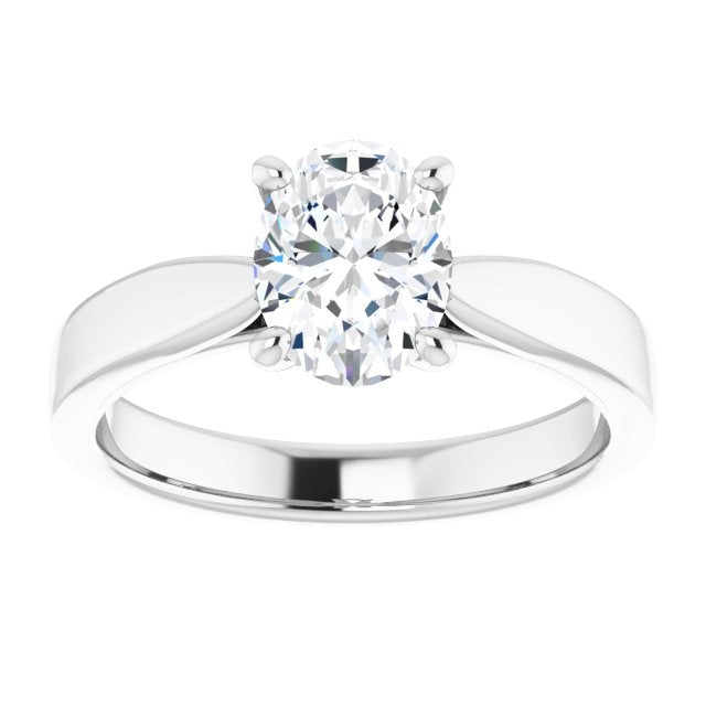 Cubic Zirconia Engagement Ring- The Eden (Customizable Oval Cut Cathedral Solitaire with Wide Tapered Band)