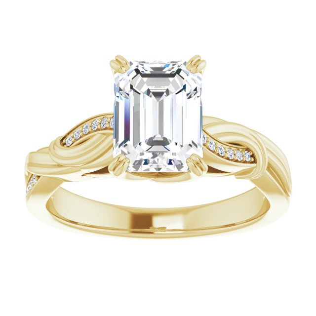 Cubic Zirconia Engagement Ring- The Fabiola (Customizable Cathedral-raised Radiant Cut Design featuring Rope-Braided Half-Pavé Band)
