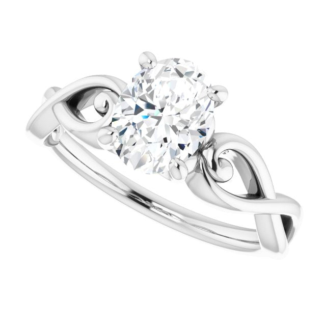 Cubic Zirconia Engagement Ring- The Eleonora (Customizable Oval Cut Solitaire Design with Tapered Infinity-symbol Split-band)