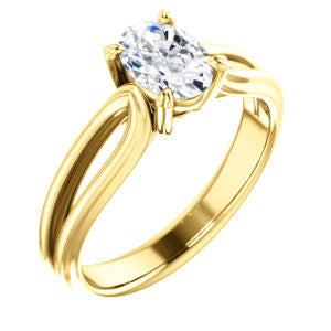 Cubic Zirconia Engagement Ring- The Piper (Customizable Oval Cut Solitaire with Flared Split-band)