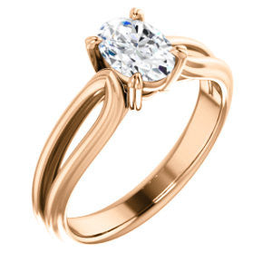 Cubic Zirconia Engagement Ring- The Piper (Customizable Oval Cut Solitaire with Flared Split-band)
