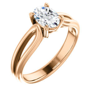 CZ Wedding Set, featuring The Piper engagement ring (Customizable Oval Cut Solitaire with Flared Split-band)