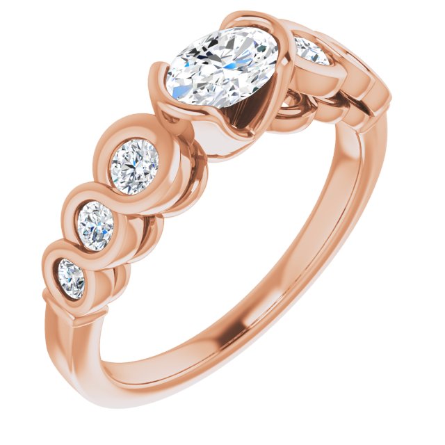 10K Rose Gold Customizable 7-stone Oval Cut Design with Interlocking Infinity Band