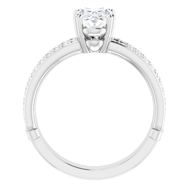 Cubic Zirconia Engagement Ring- The Constance (Customizable Oval Cut Design featuring Split Band with Accents)