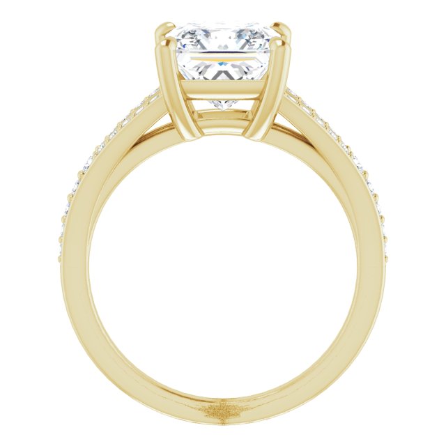 Cubic Zirconia Engagement Ring- The Gaurika (Customizable Princess/Square Cut Center with Thin Split-Shared Prong Band)