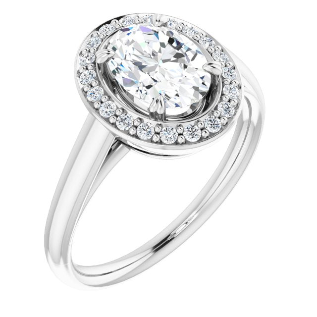 Cubic Zirconia Engagement Ring- The Arianna (Customizable Oval Cut Design with Loose Halo)