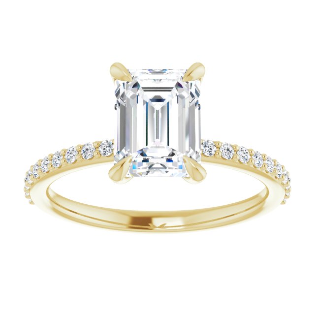 Cubic Zirconia Engagement Ring - Radiant Cut with Delicate Pavé Band ...