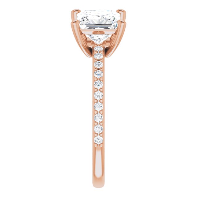 Cubic Zirconia Engagement Ring- The Minerva (Customizable Enhanced 2-stone Princess/Square Cut Design with Ultra-thin Accented Band)