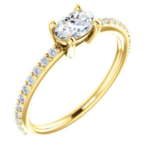 Cubic Zirconia Engagement Ring- The Blaire (Customizable Oval Cut with Petite Pavé Band)