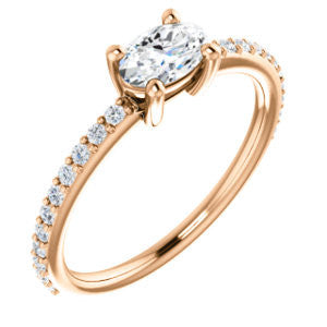 Cubic Zirconia Engagement Ring- The Blaire (Customizable Oval Cut with Petite Pavé Band)