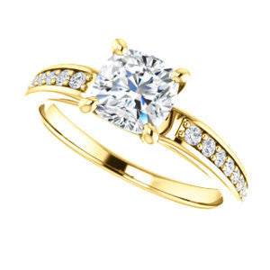 Cubic Zirconia Engagement Ring- The Sashalle (Customizable Cathedral-Raised Cushion Cut Design with Tapered Pavé Band)