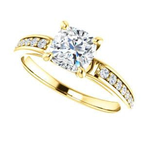 CZ Wedding Set, featuring The Sashalle engagement ring (Customizable Cathedral-Raised Cushion Cut Design with Tapered Pavé Band)