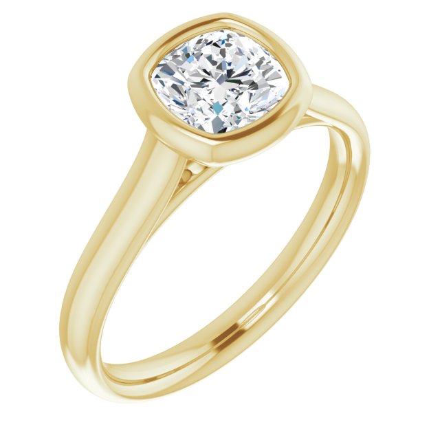 10K Yellow Gold Customizable Cathedral-Bezel Cushion Cut Solitaire
