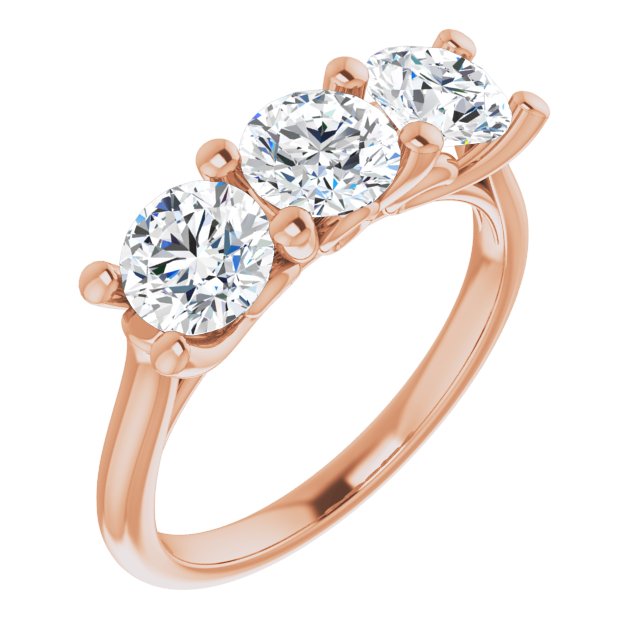 10K Rose Gold Customizable Triple Round Cut Design with Thin Band