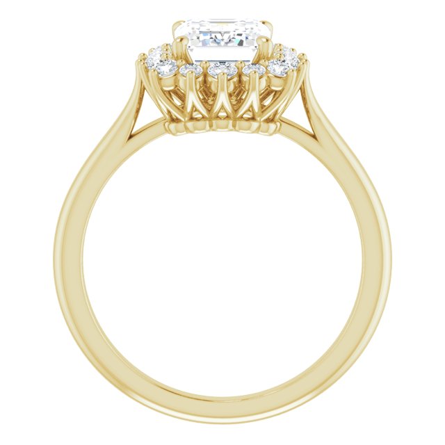 Cubic Zirconia Engagement Ring- The Honoka (Customizable Crown-Cathedral Radiant Cut Design with Clustered Large-Accent Halo & Ultra-thin Band)