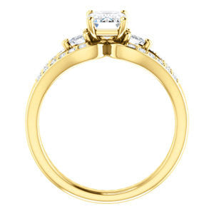 CZ Wedding Set, featuring The Karen engagement ring (Customizable Enhanced 3-stone Design with Radiant Cut Center, Dual Trillion Accents and Wide Pavé-Split Band)