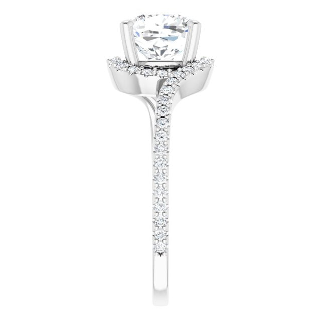 Cubic Zirconia Engagement Ring- The Essence (Customizable Artisan Cushion Cut Design with Thin, Accented Bypass Band)