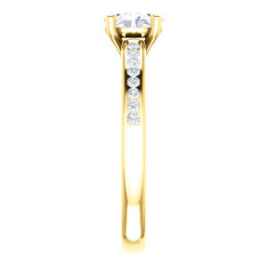 Cubic Zirconia Engagement Ring- The Jazmin Ella (Customizable Oval Cut with Three-sided Filigree and Channel Accents)