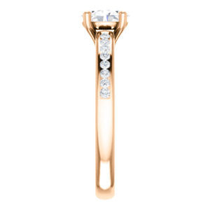 Cubic Zirconia Engagement Ring- The Jazmin Ella (Customizable Oval Cut with Three-sided Filigree and Channel Accents)