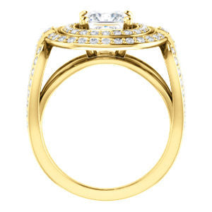 Cubic Zirconia Engagement Ring- The Jill (Princess Cut Double Halo with Ultrawide Split-Pavé Band)