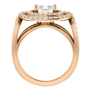 Cubic Zirconia Engagement Ring- The Jill (Princess Cut Double Halo with Ultrawide Split-Pavé Band)