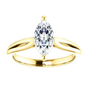 Cubic Zirconia Engagement Ring- The Viola (Customizable Marquise Cut Solitaire with Curving Tapered Split Band)