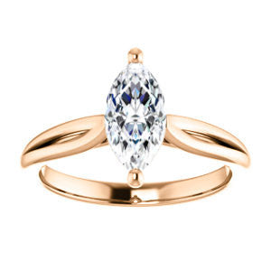 Cubic Zirconia Engagement Ring- The Viola (Customizable Marquise Cut Solitaire with Curving Tapered Split Band)