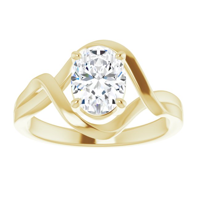 Cubic Zirconia Engagement Ring- The Helene (Customizable Oval Cut Hurricane-inspired Bypass Solitaire)