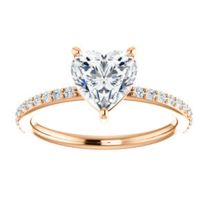 Cubic Zirconia Engagement Ring- The Delilah (Customizable Heart Cut Petite Style with 3/4 Pavé Band)