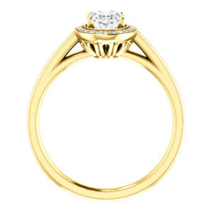 Cubic Zirconia Engagement Ring- The Laila Jean (Customizable Cathedral-set Oval Cut with Halo and Thin Pavé Band)