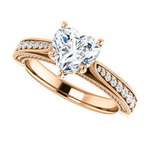 Cubic Zirconia Engagement Ring- The Claudia Jeanine (Customizable Heart Cut Three Sided Band)