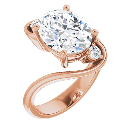 10K Rose Gold Customizable 3-stone Oval Cut Setting featuring Artisan Bypass