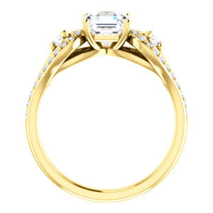 Cubic Zirconia Engagement Ring- The Tonya Laverne (Customizable Asscher Cut Design with Winged Split-Pavé Band)