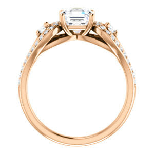 Cubic Zirconia Engagement Ring- The Tonya Laverne (Customizable Asscher Cut Design with Winged Split-Pavé Band)