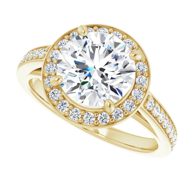 Cubic Zirconia Engagement Ring- The Farrah Michelle (Customizable Round Cut Style with Halo and Sculptural Trellis)