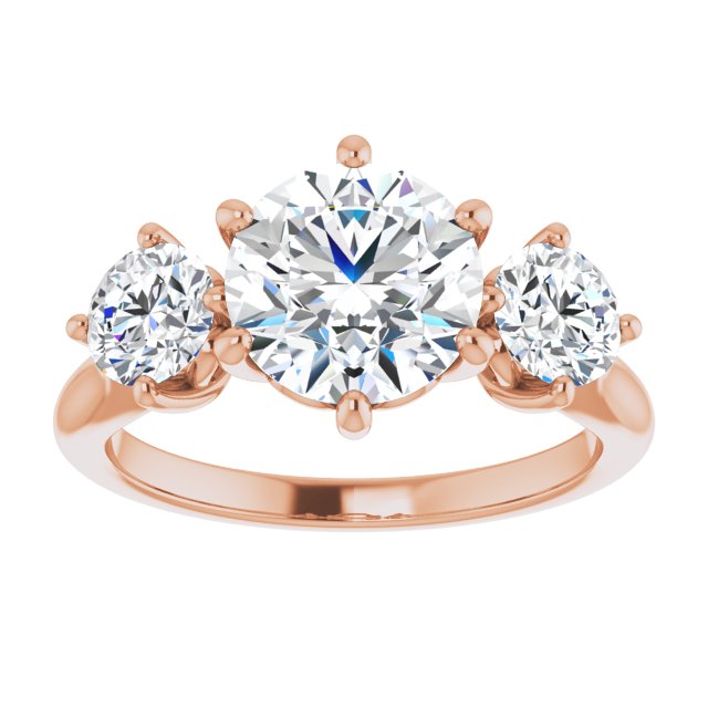 Cubic Zirconia Engagement Ring- The Taryn (Customizable Triple Round Cut Design with Decorative Trellis)