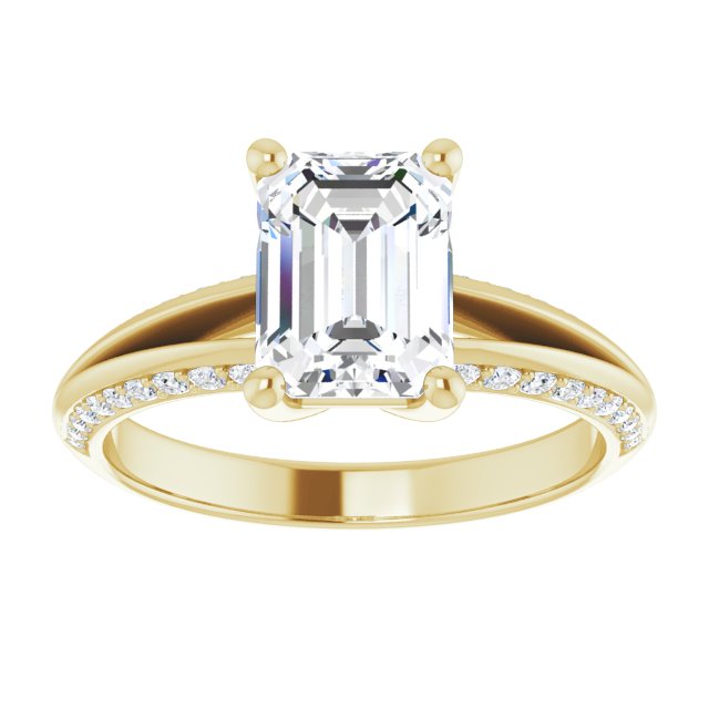 Cubic Zirconia Engagement Ring- The Apryl (Customizable Radiant Cut Center with 4-sided-Accents Knife-Edged Split-Band)