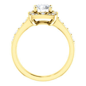 Cubic Zirconia Engagement Ring- The Payton (Customizable Round Cut with Segmented Cluster-Halo and Large-Accented Band)