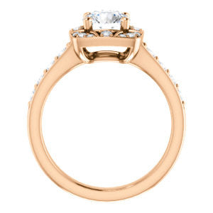 Cubic Zirconia Engagement Ring- The Payton (Customizable Round Cut with Segmented Cluster-Halo and Large-Accented Band)