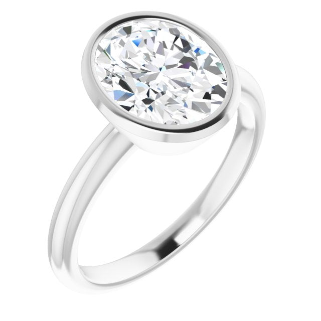 10K White Gold Customizable Bezel-set Oval Cut Solitaire with Thin Band