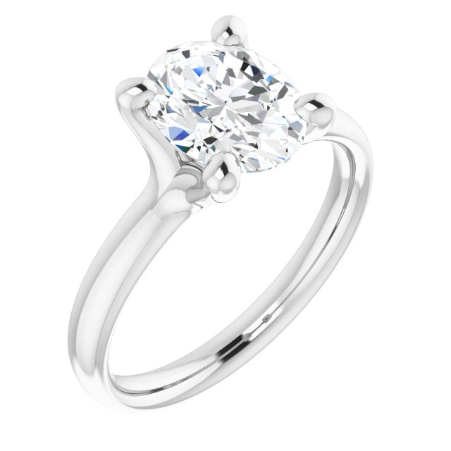 10K White Gold Customizable Oval Cut Fabulous Solitaire