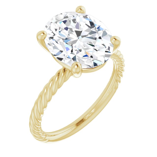 10K Yellow Gold Customizable [[Cut] Cut Solitaire featuring Braided Rope Band