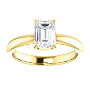 Cubic Zirconia Engagement Ring- The Marie Rosalind (Customizable Emerald Cut Solitaire with Tooled Trellis Design)