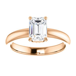 Cubic Zirconia Engagement Ring- The Marie Rosalind (Customizable Emerald Cut Solitaire with Tooled Trellis Design)